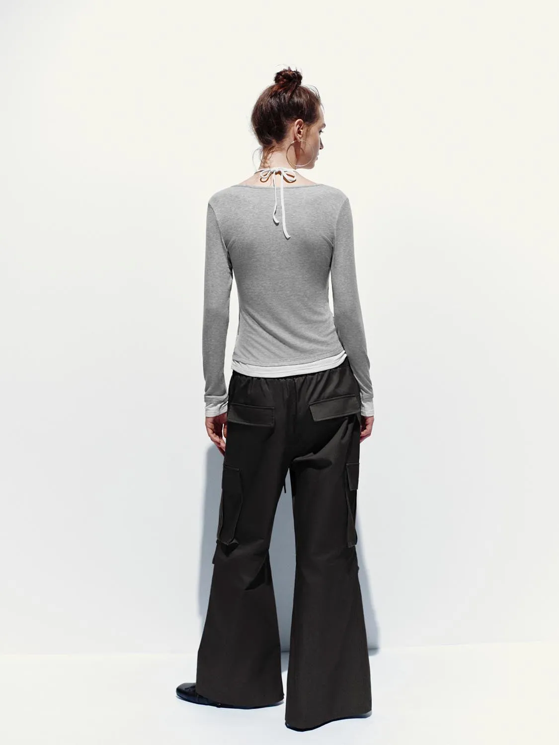 Drawstring Cargo Flare Pants sold by Urban Revivo product image thumbnail 4