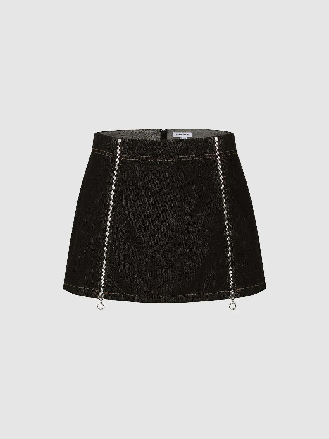 Zip Décor Denim Mini Skirts sold by Urban Revivo
