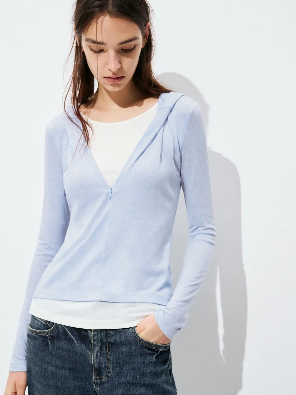 V-Neck Long Sleeve T-Shirts sold by Urban Revivo product image thumbnail 2