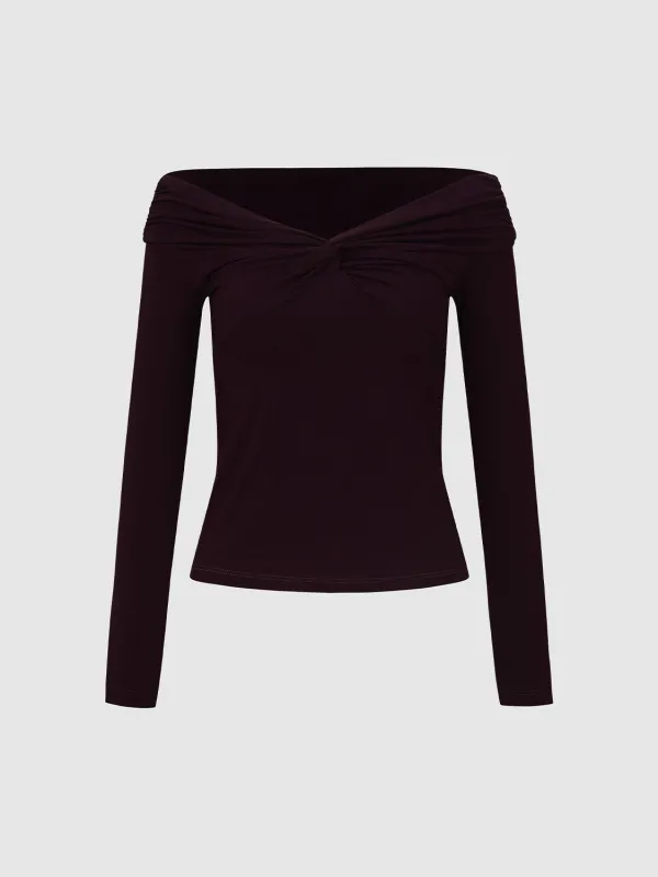 Front Knot Twist Long Sleeve T-Shirts sold by Urban Revivo