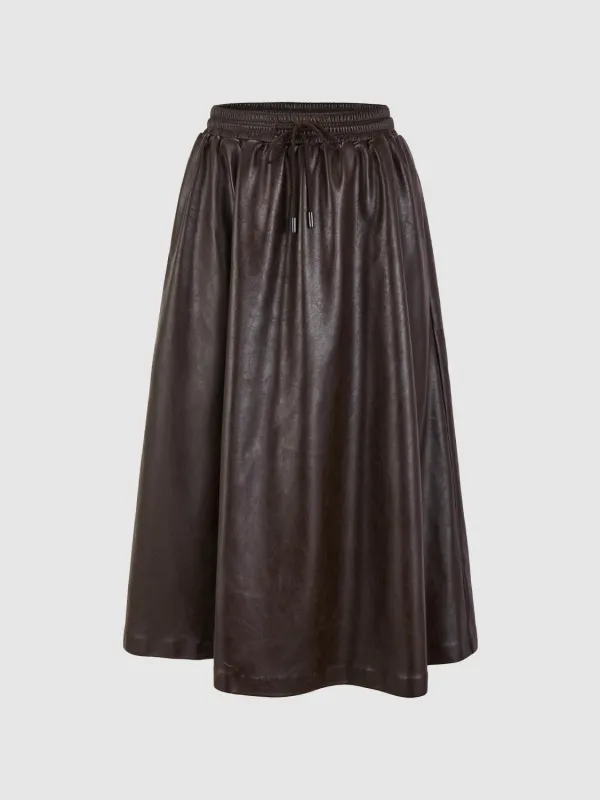 PU Pull-On Circle Midi Skirts sold by Urban Revivo