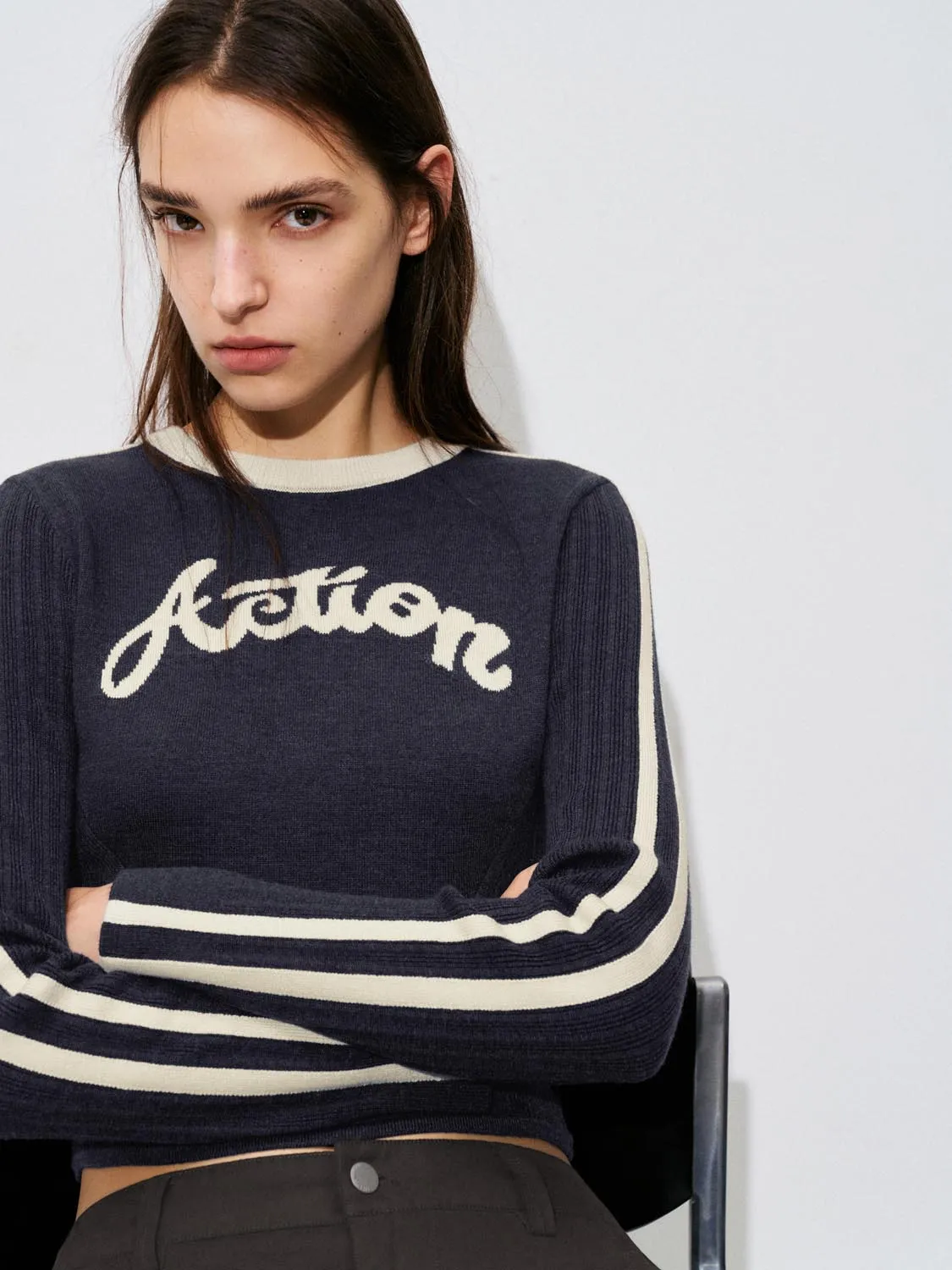 Contrast Long Sleeve Knitted T-Shirts sold by Urban Revivo product image thumbnail 3