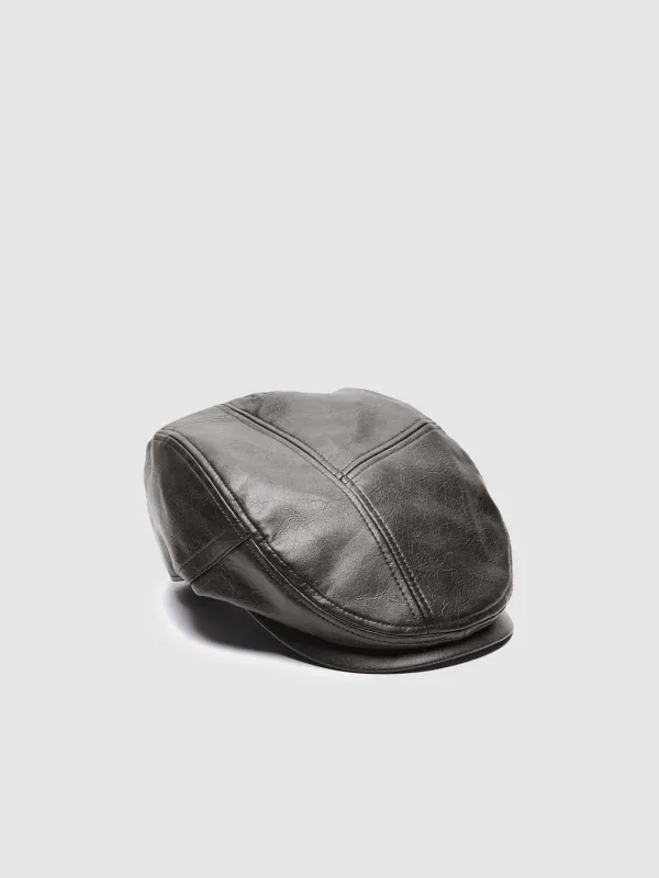 Vegan Leather Flat Cap sold by Urban Revivo
