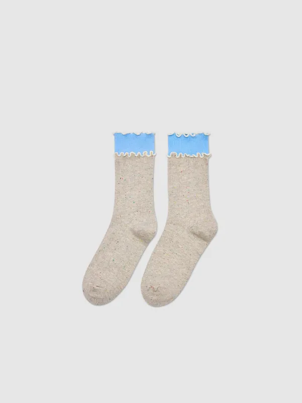 Frill Top Dot Ribbed Socks sold by Urban Revivo