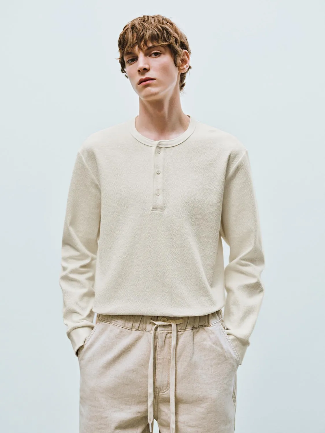 Henley Neck Long Sleeve T-Shirts sold by Urban Revivo