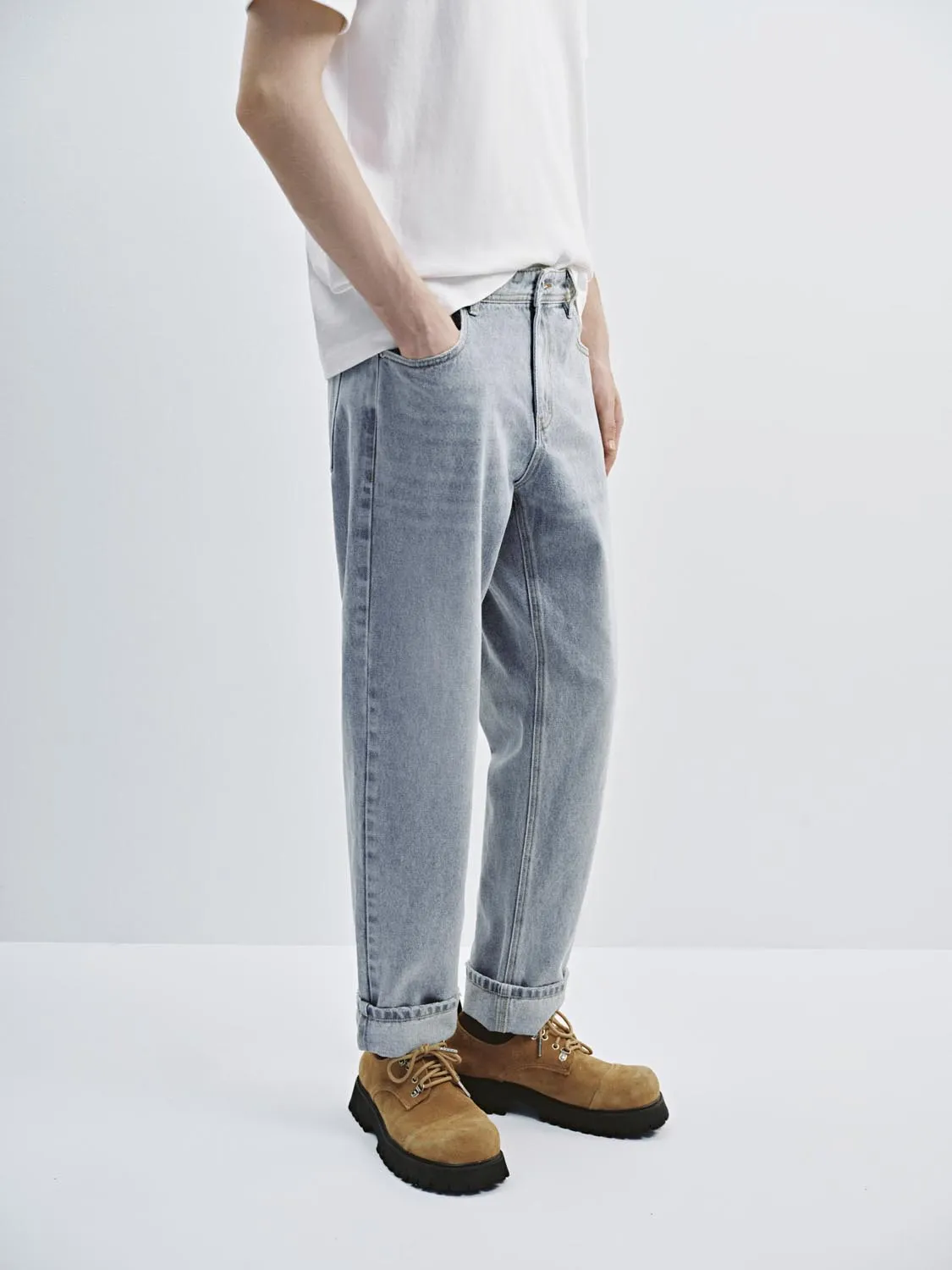 Cuffed Straight Leg Jeans sold by Urban Revivo product image thumbnail 3