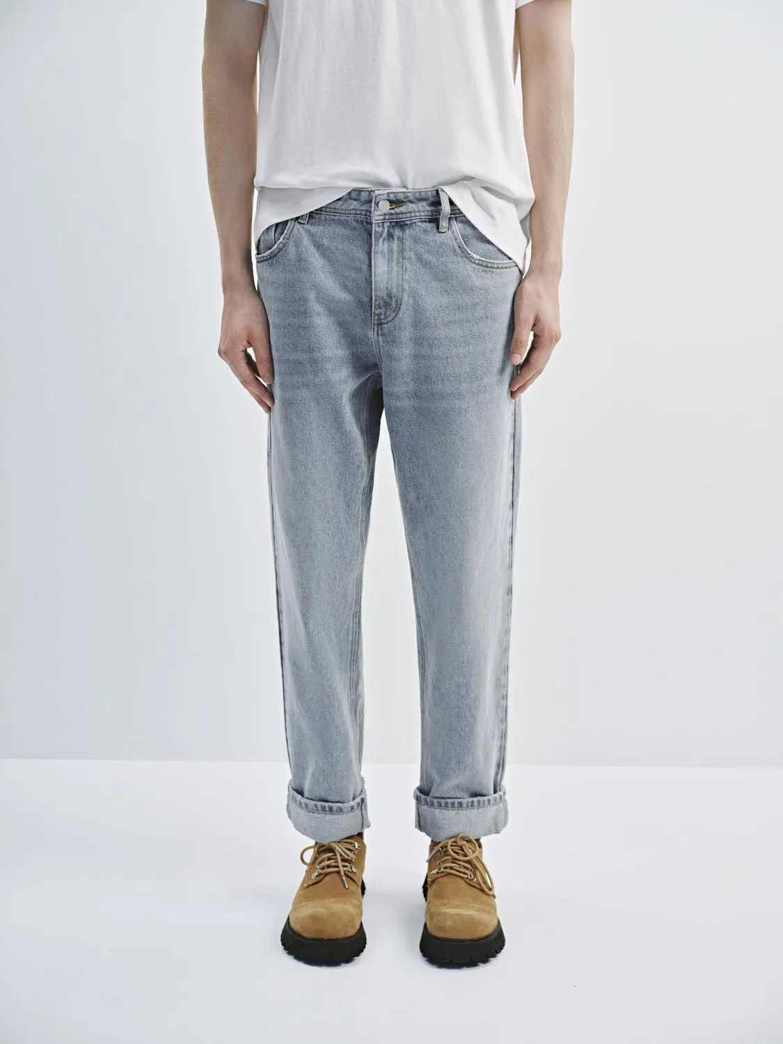 Cuffed Straight Leg Jeans sold by Urban Revivo product image thumbnail 2