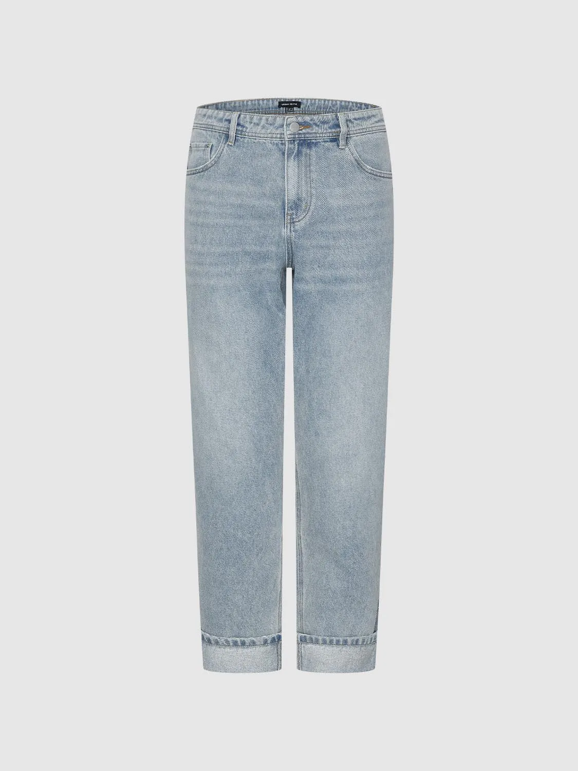 Cuffed Straight Leg Jeans sold by Urban Revivo