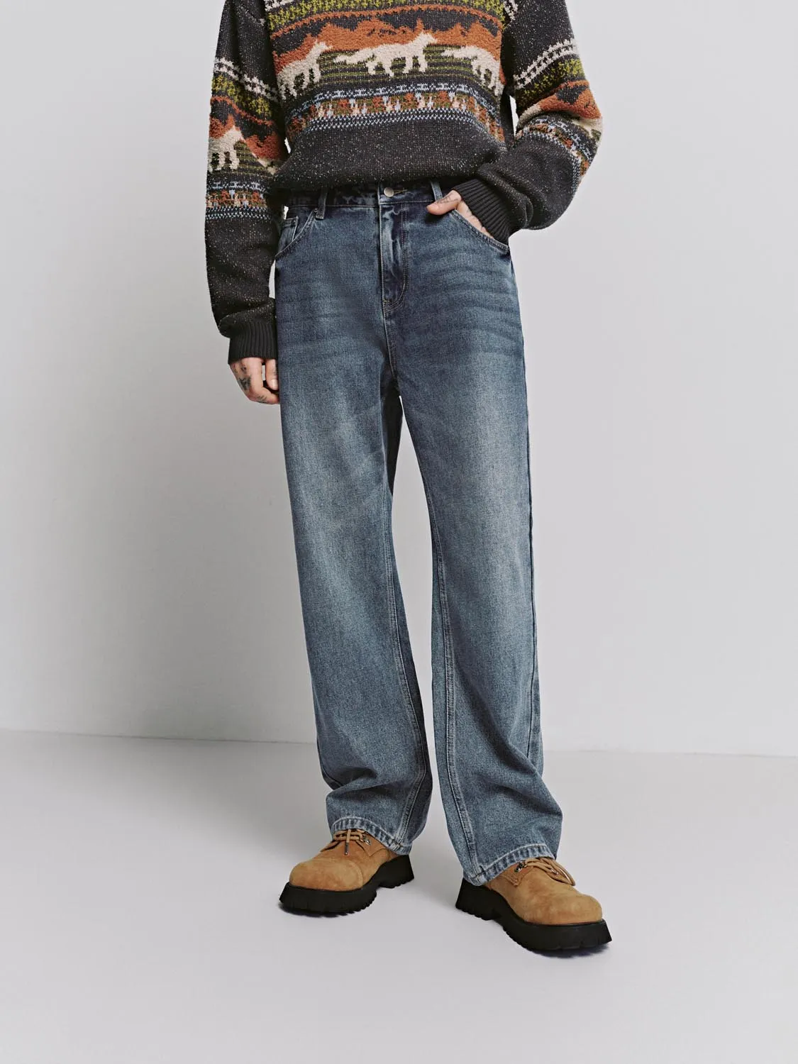 Stitch Detail Straight Leg Jeans sold by Urban Revivo product image thumbnail 2