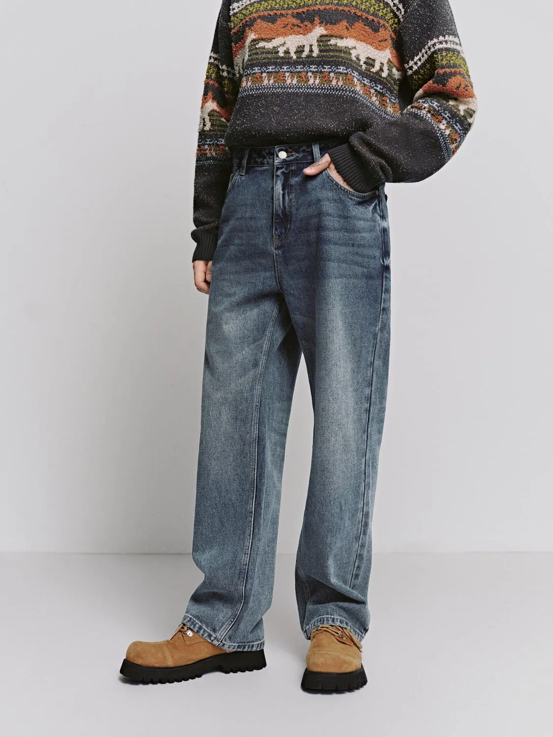 Stitch Detail Straight Leg Jeans sold by Urban Revivo product image thumbnail 3