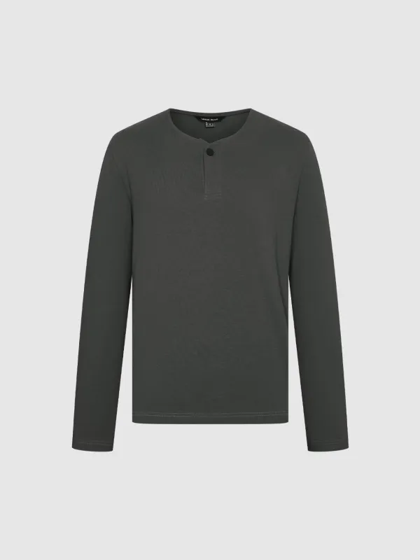 Henley Neck Long Sleeve T-Shirts sold by Urban Revivo