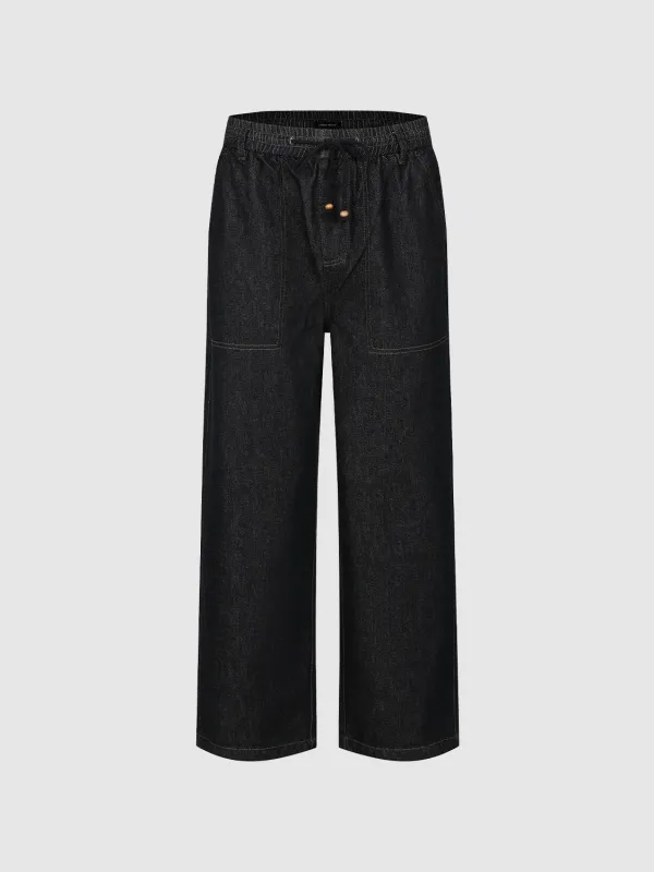 Drawstring Patch Pocket Jeans sold by Urban Revivo