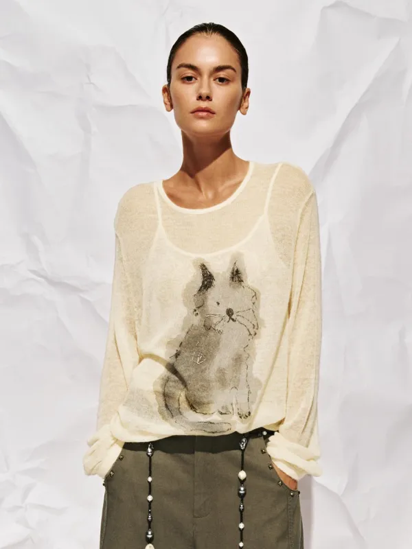 Print Long Sleeve Knitted T-Shirts sold by Urban Revivo