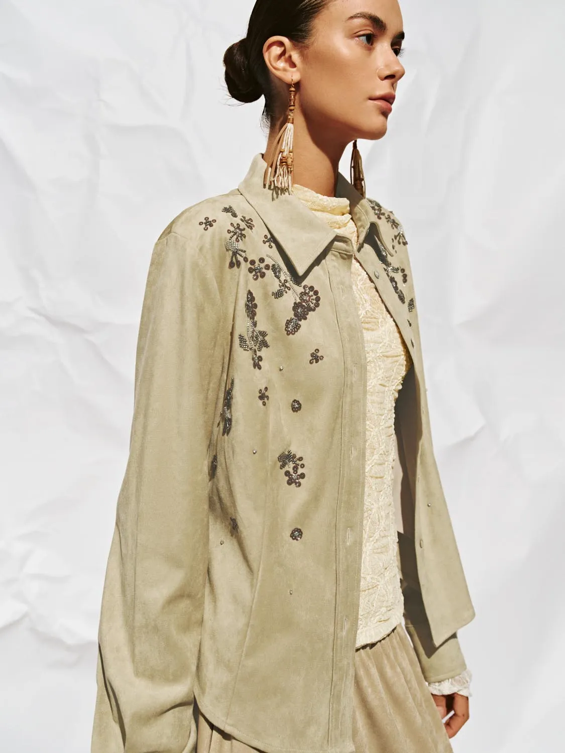 Floral Bead Long Sleeve Shirts sold by Urban Revivo product image thumbnail 2