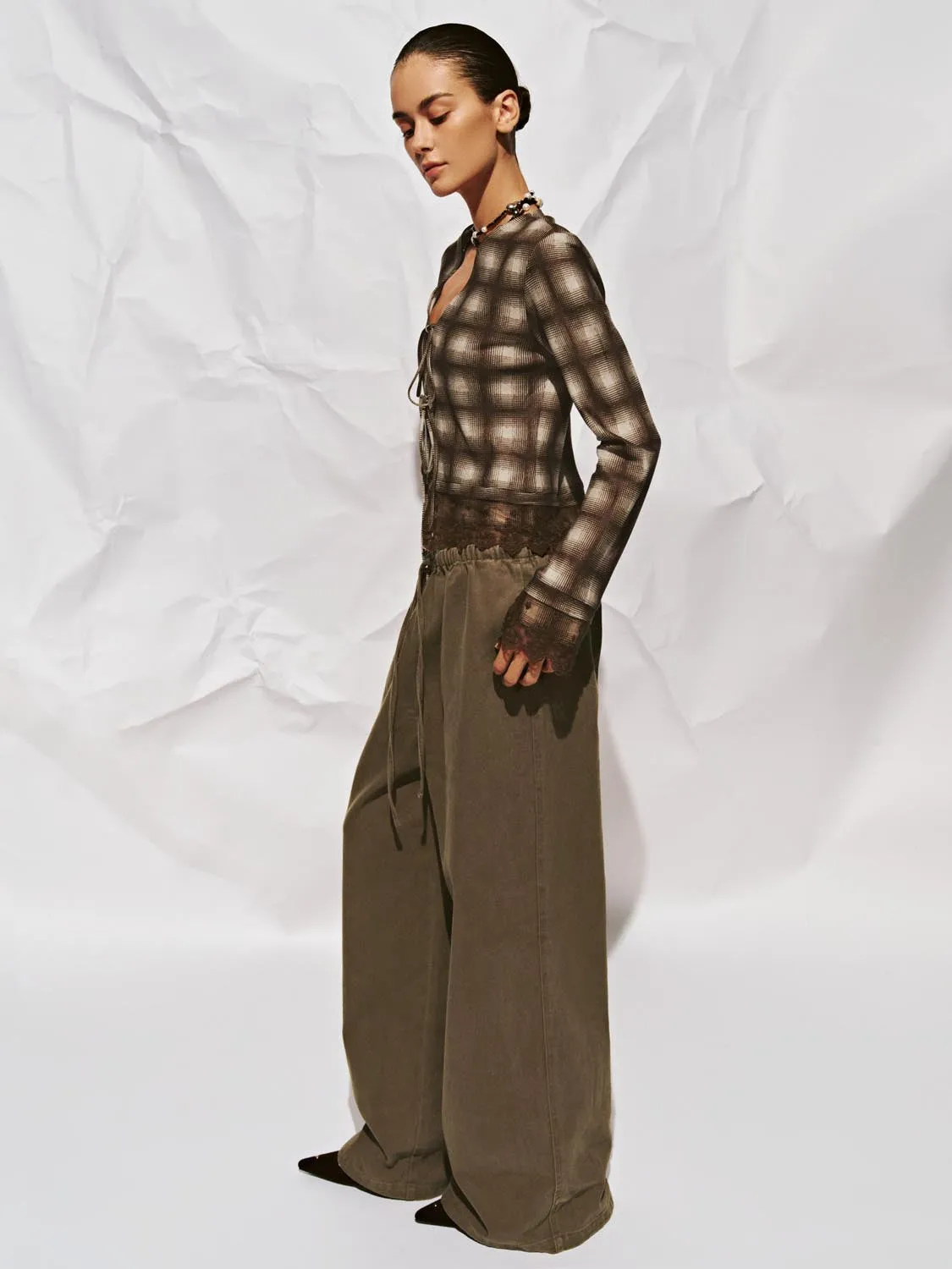 Slim Lace Hem Check Shirts sold by Urban Revivo product image thumbnail 5