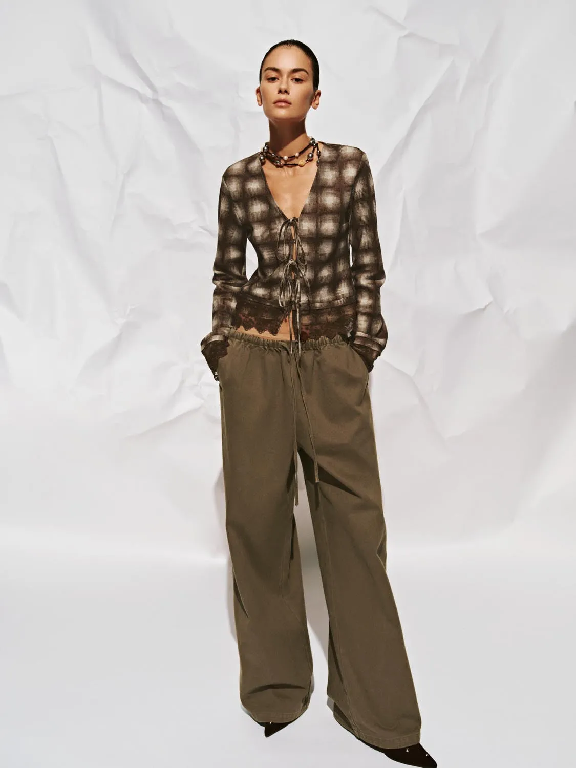 Slim Lace Hem Check Shirts sold by Urban Revivo product image thumbnail 4