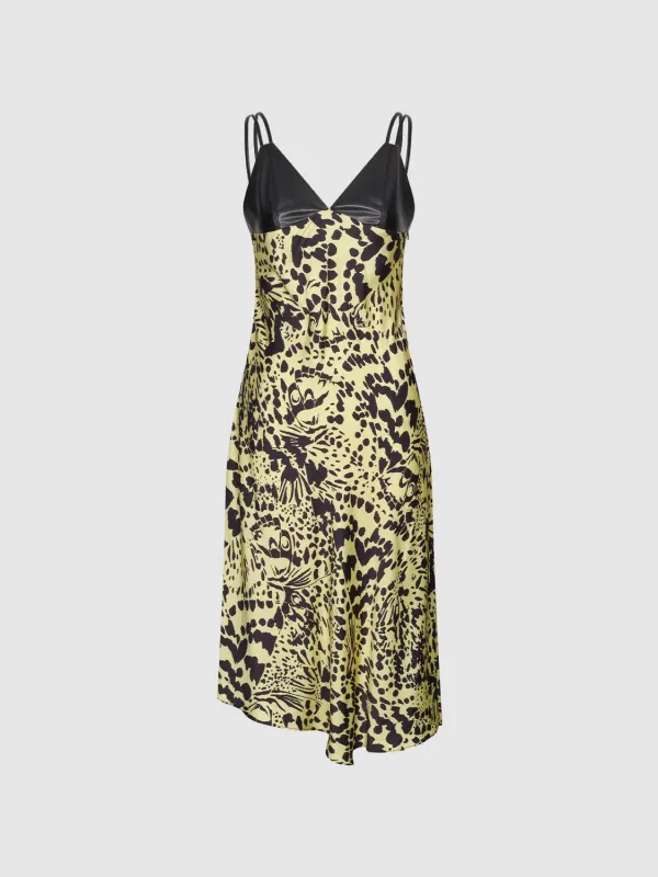 Printed Skinny Strap Spliced Midi Dresses sold by Urban Revivo