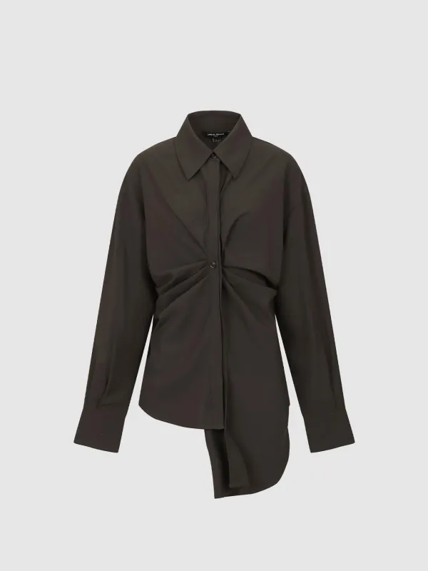 Asymmetric Twist Front Shirts sold by Urban Revivo