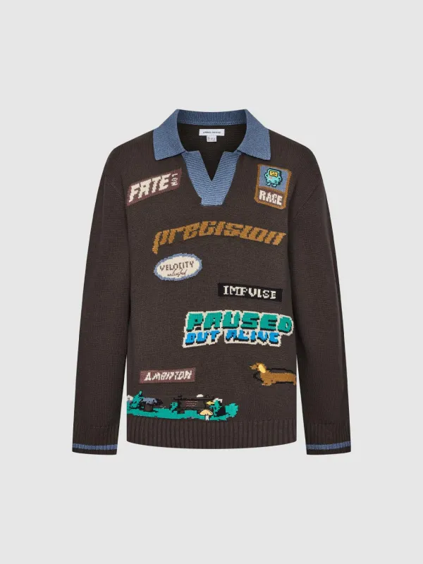 Print Knitted Polo T-Shirts sold by Urban Revivo