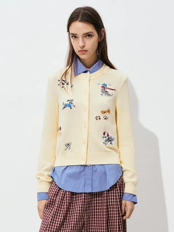 Printed Crew Neck Knitted Cardigans sold by Urban Revivo