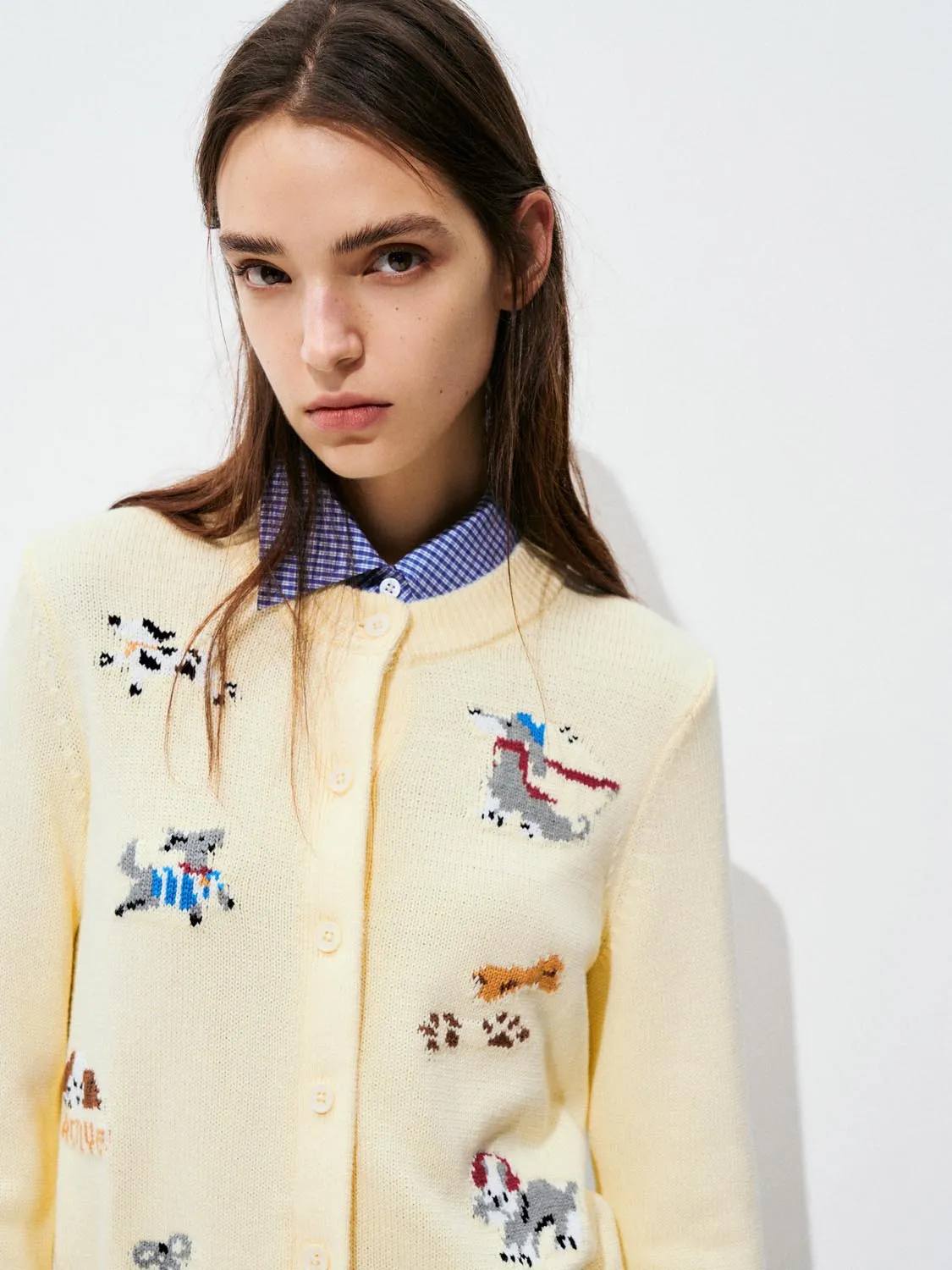 Printed Crew Neck Knitted Cardigans sold by Urban Revivo product image thumbnail 3