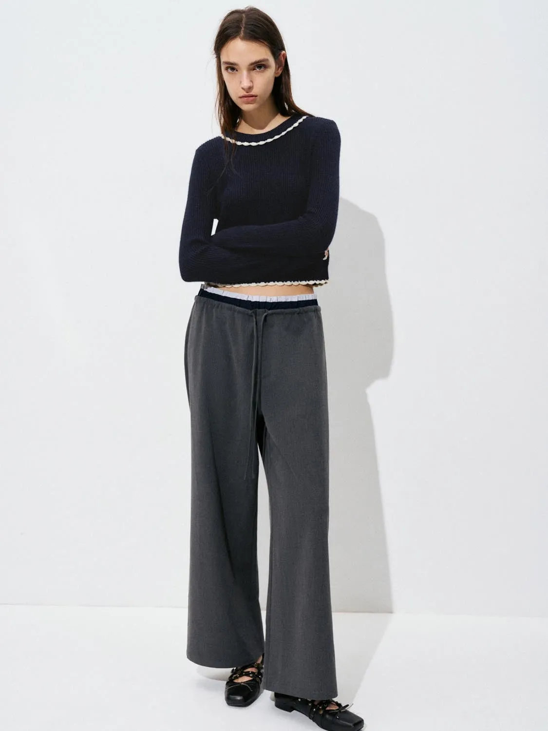 Scallop Hem Knitted T-Shirts sold by Urban Revivo product image thumbnail 5