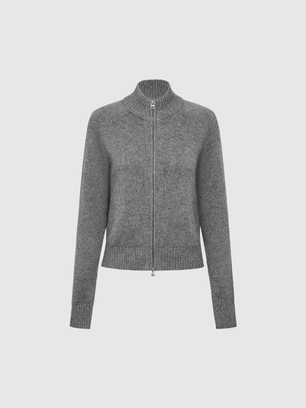 Zip Through Stand Collar Knitted Cardigans sold by Urban Revivo