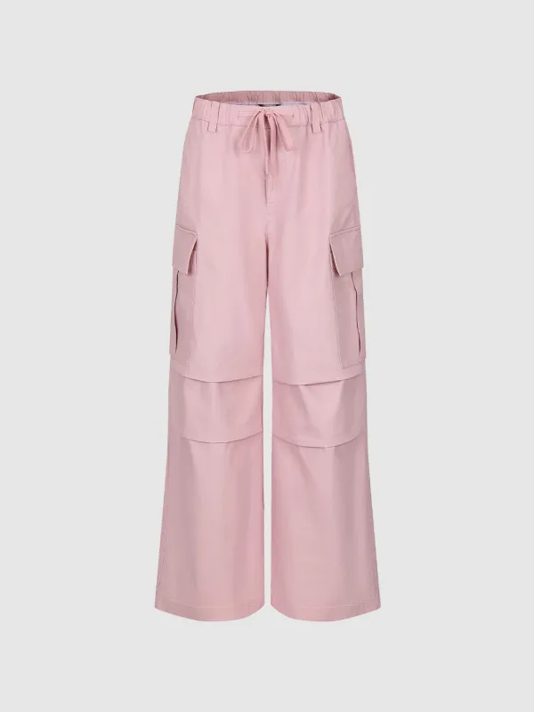 Flap Pockets Cargo Wide-Leg Pants sold by Urban Revivo