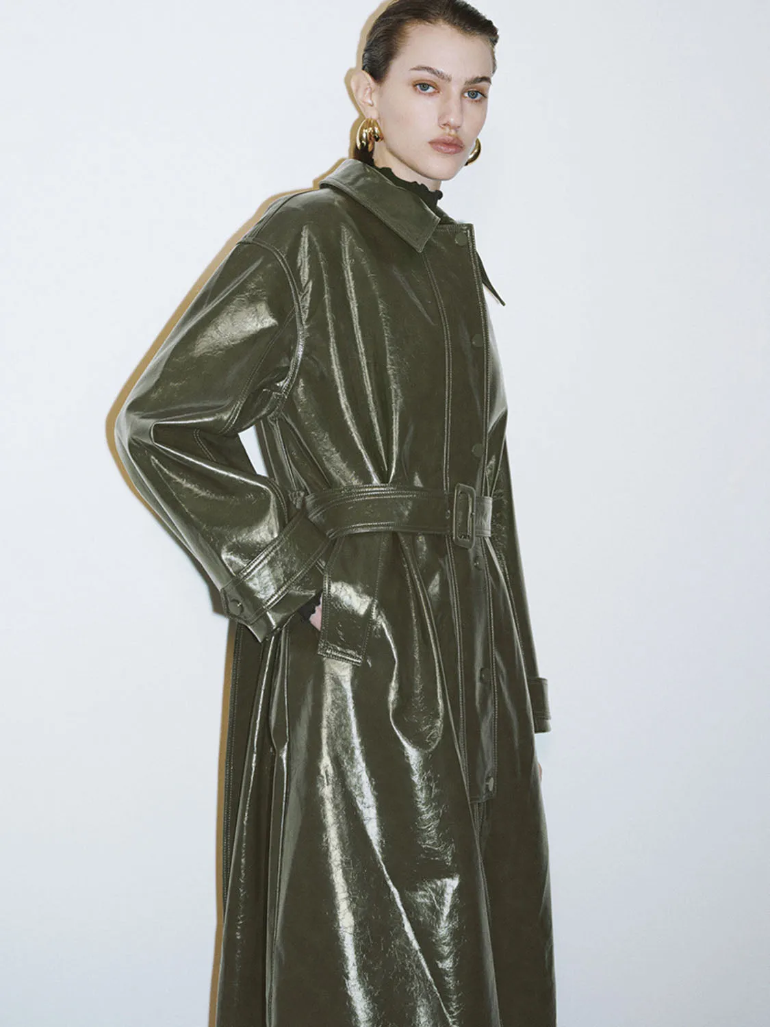 Vegan Leather Maxi Coats sold by Urban Revivo product image thumbnail 3
