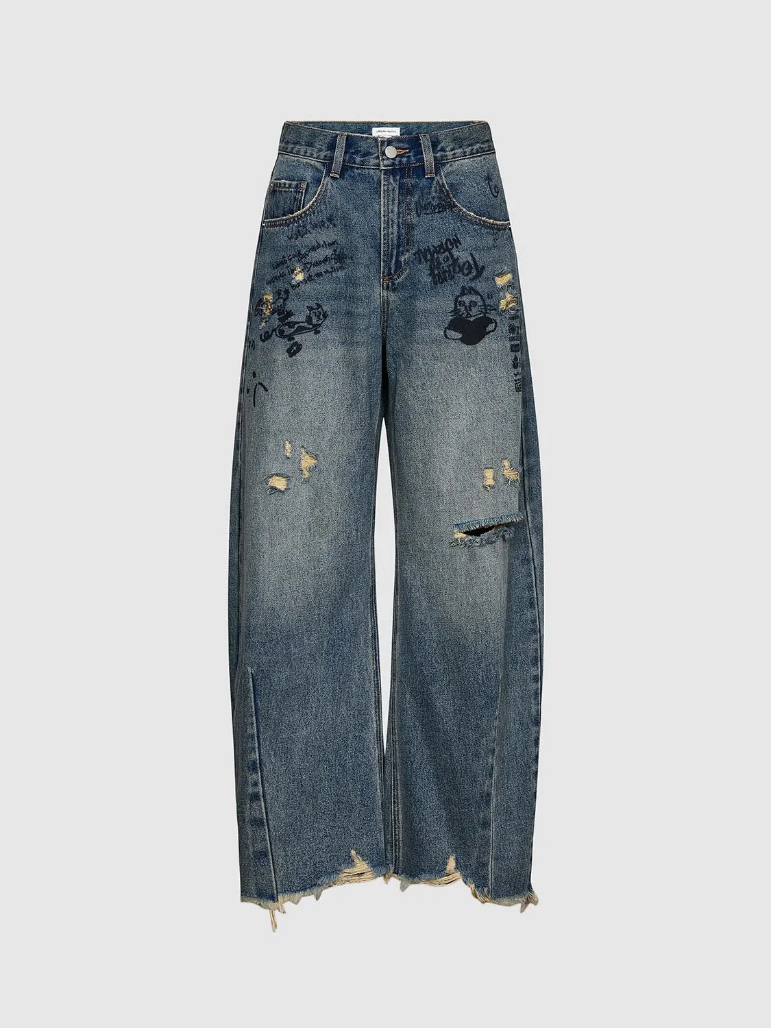 Ripped Loose Barrel Jeans sold by Urban Revivo