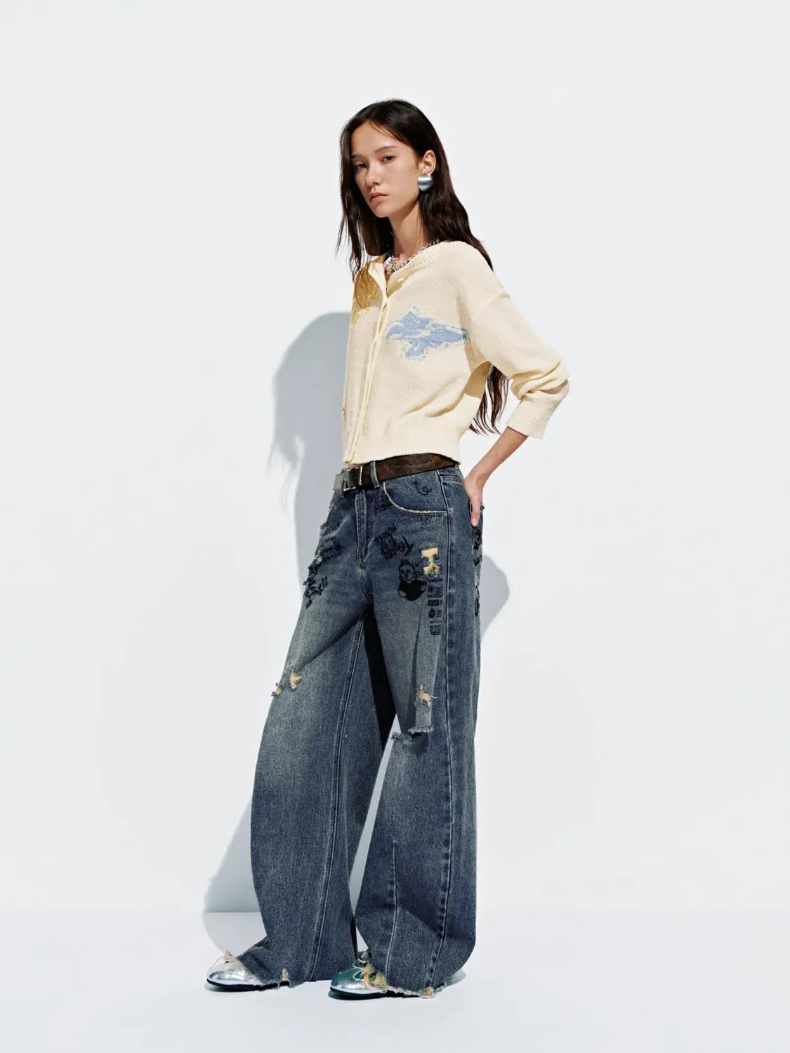 Print Button Up Knitted Cardigans sold by Urban Revivo product image thumbnail 5