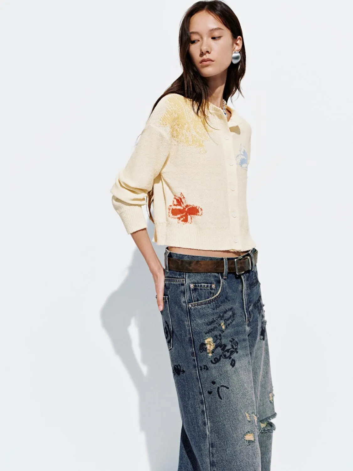 Print Button Up Knitted Cardigans sold by Urban Revivo product image thumbnail 2