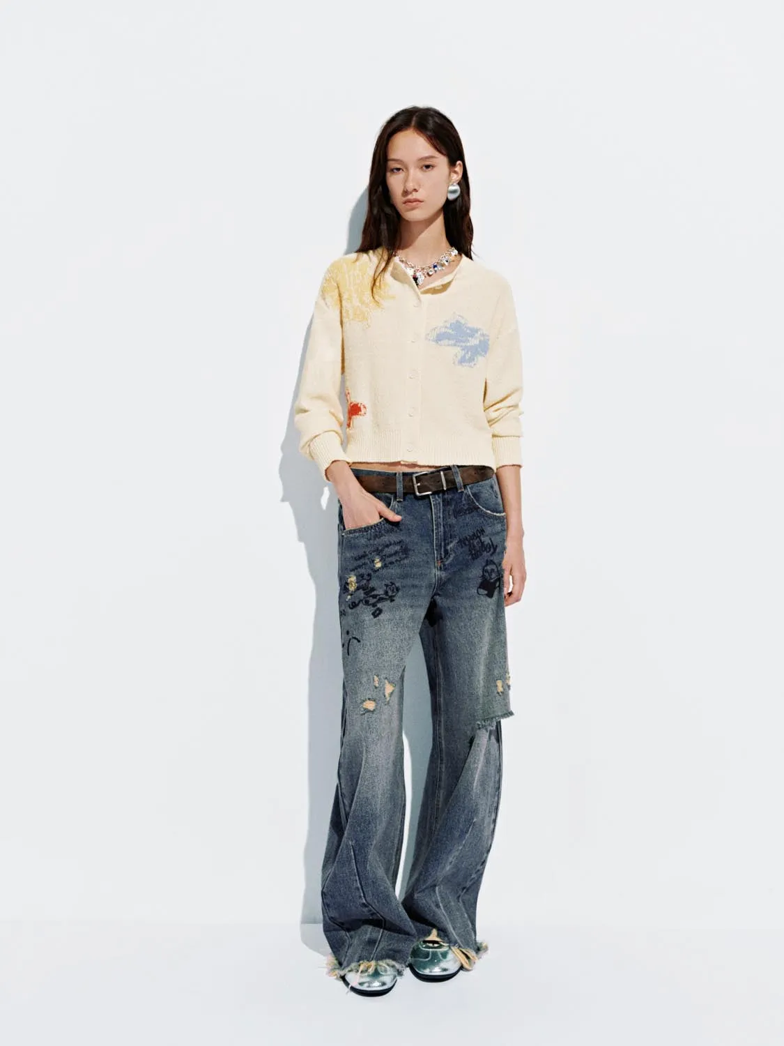 Print Button Up Knitted Cardigans sold by Urban Revivo product image thumbnail 4