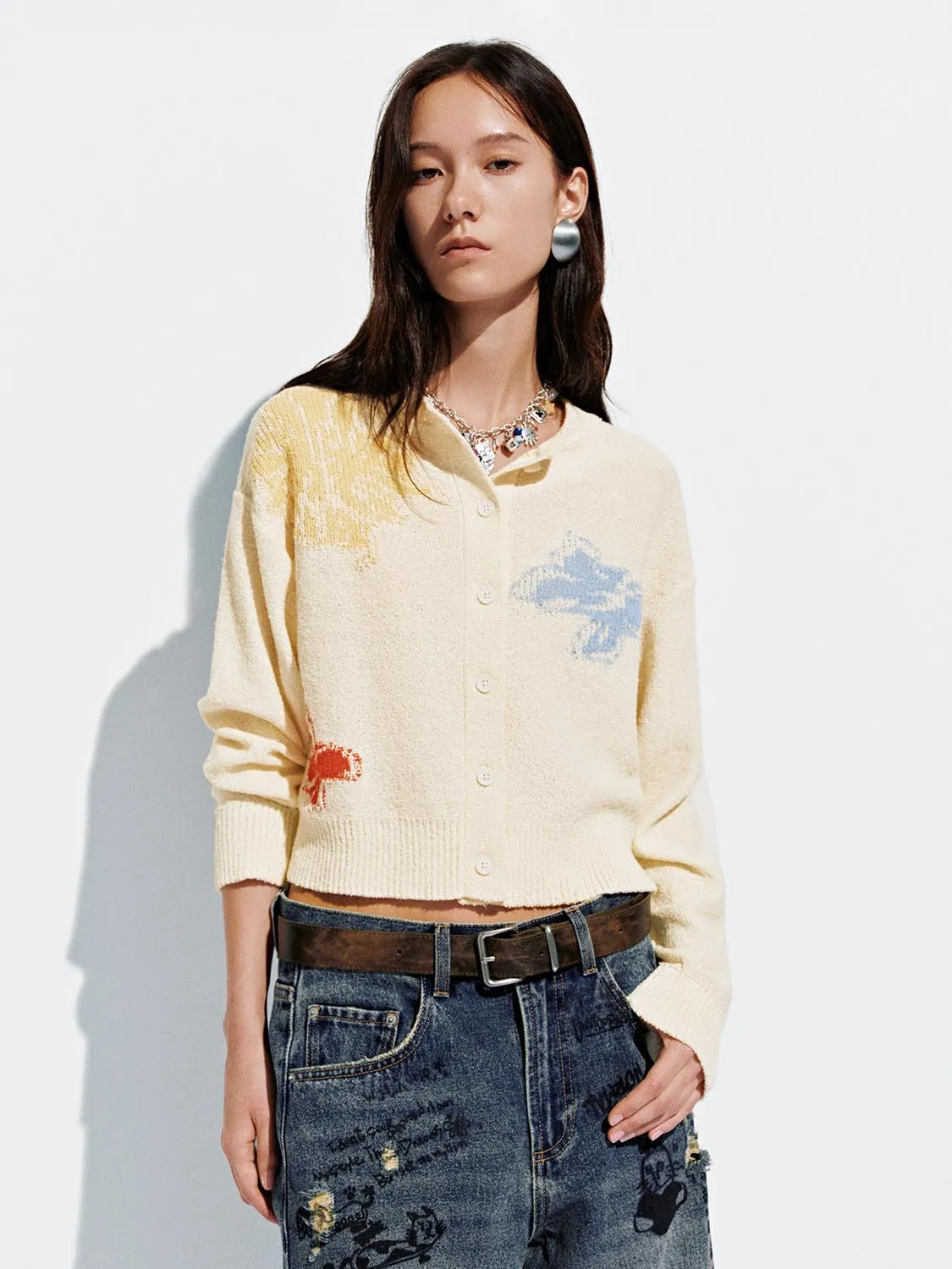 Print Button Up Knitted Cardigans sold by Urban Revivo