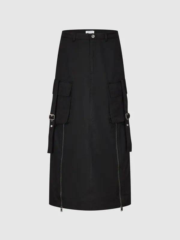 Pockets Cargo Straight Midi Skirts sold by Urban Revivo