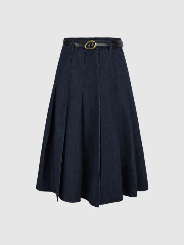 Maxi Denim Pleated Skirts sold by Urban Revivo
