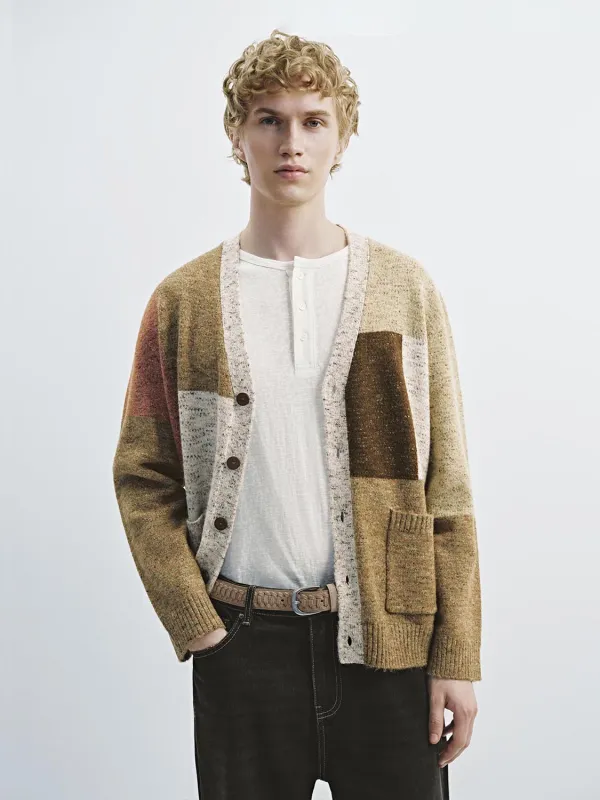 Colorblock Spliced Knitted Cardigans sold by Urban Revivo