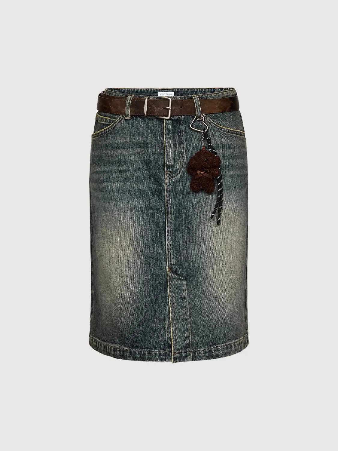 Buckle Decor Denim Midi Skirts sold by Urban Revivo