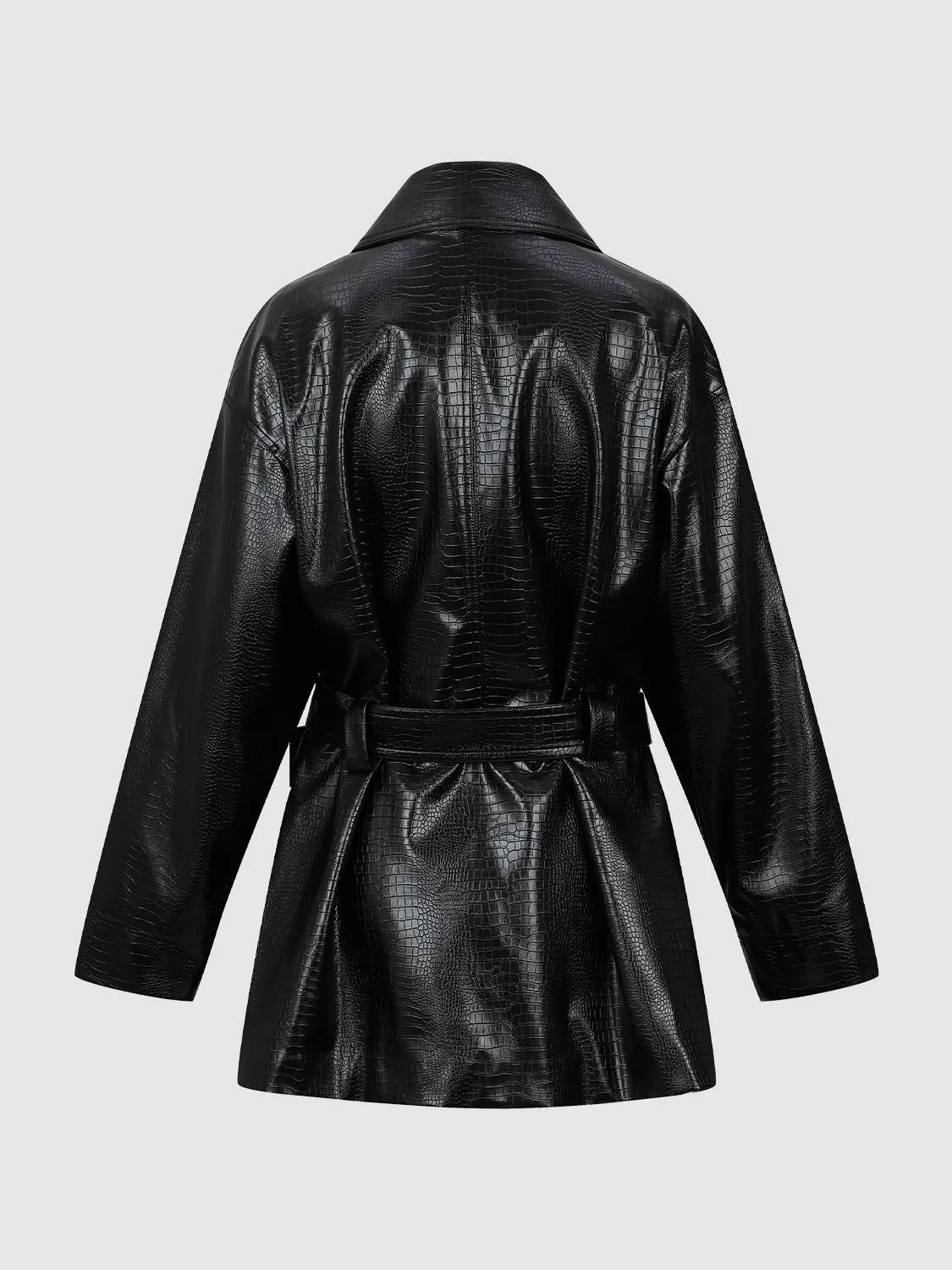 Oversize Faux Leather Belted Jackets sold by Urban Revivo product image thumbnail 2