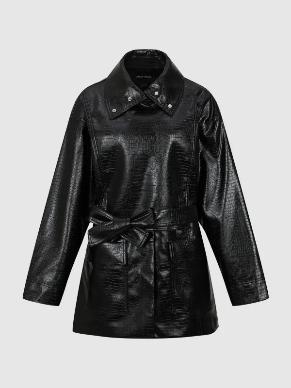 Oversize Faux Leather Belted Jackets sold by Urban Revivo