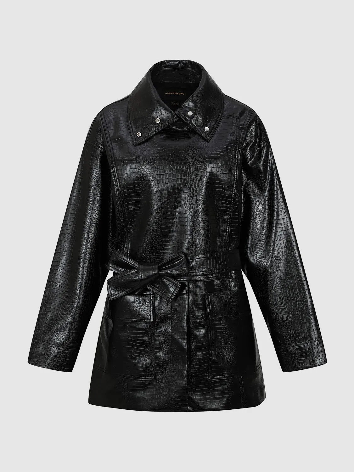 Oversize Faux Leather Belted Jackets sold by Urban Revivo