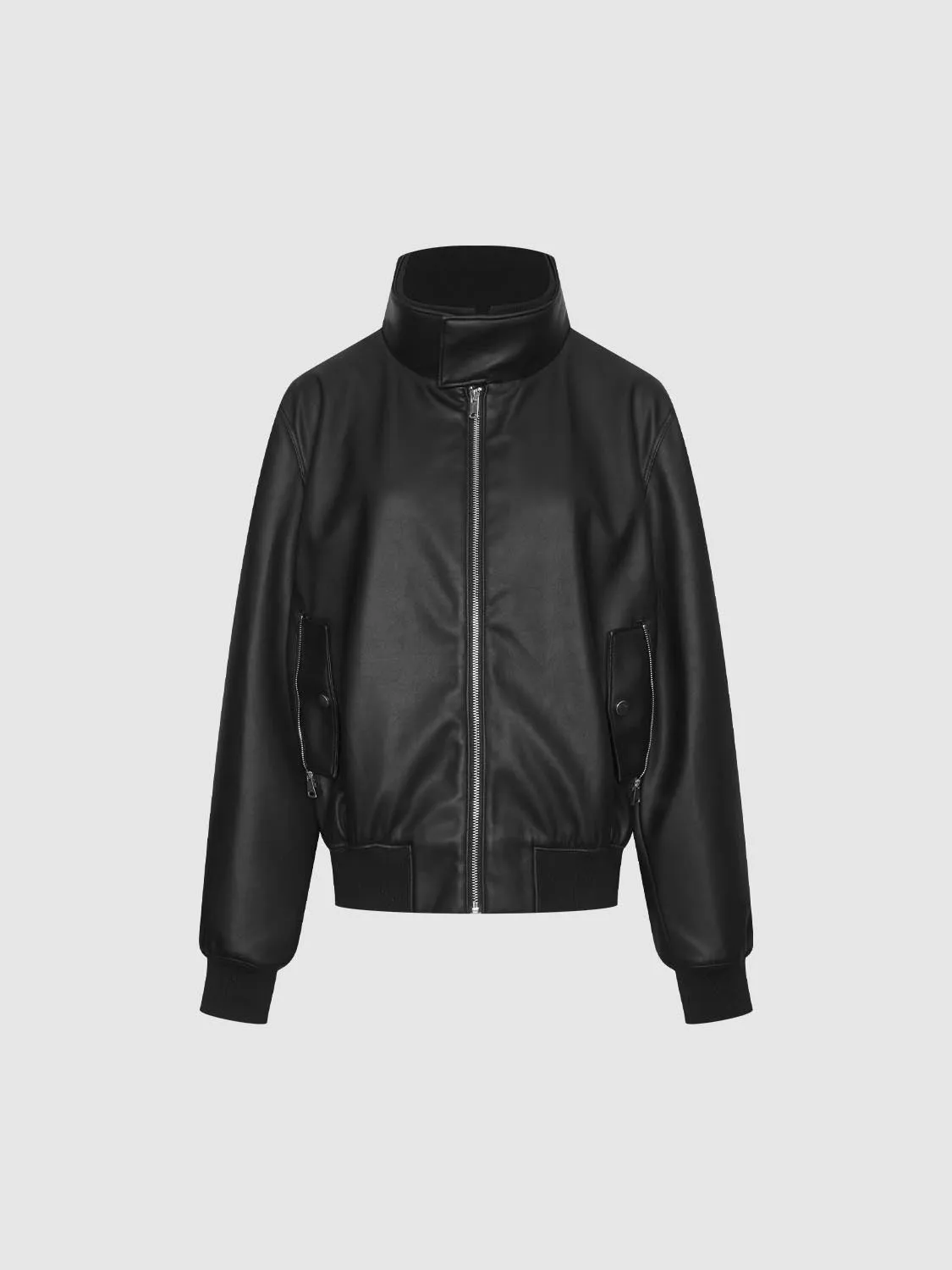 Faux Leather Stand Collar Jackets sold by Urban Revivo product image thumbnail 4