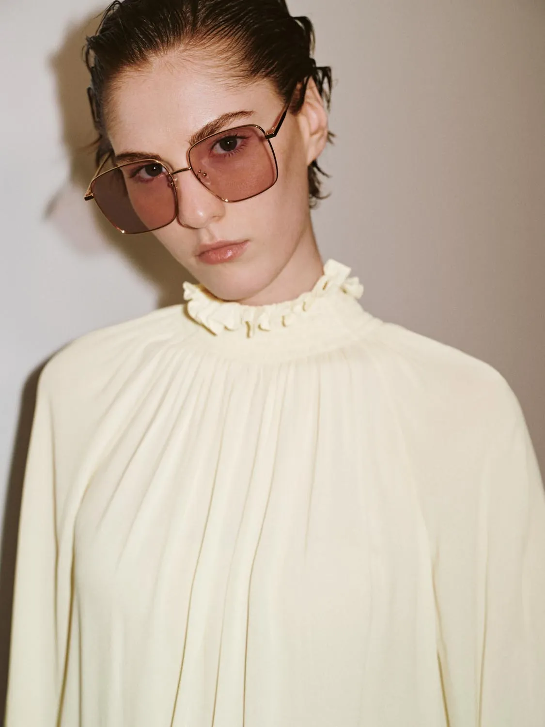 Ruffle High Neck Overhead Shirt sold by Urban Revivo product image thumbnail 3