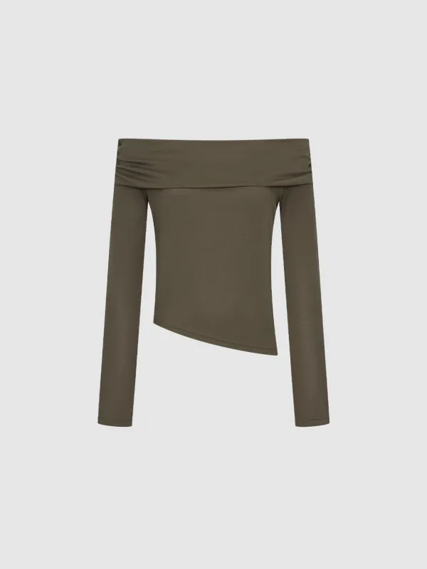 Off Shoulder Long Sleeve T-Shirts sold by Urban Revivo