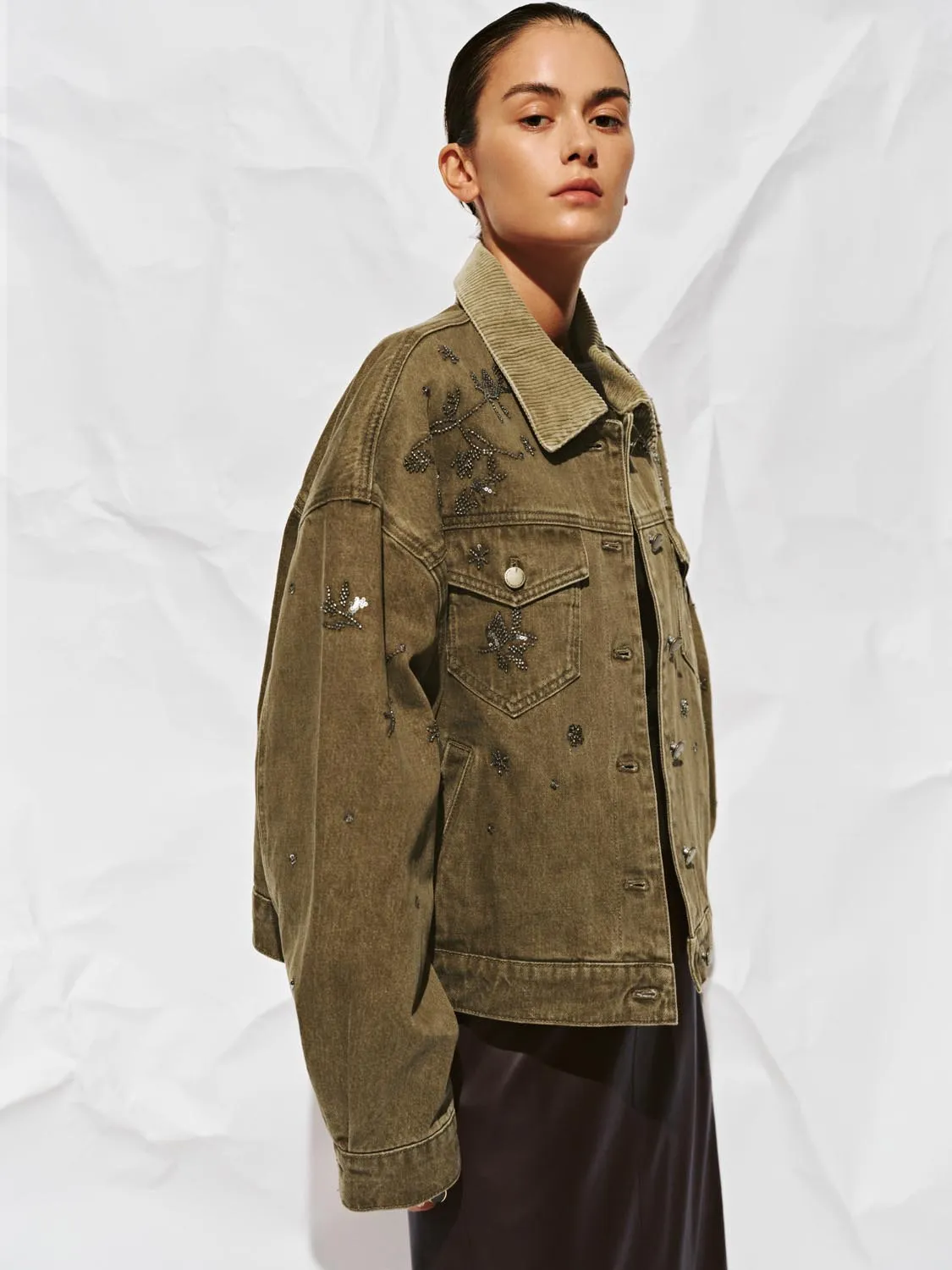 Flap Pocket Rhinestone Denim Jackets sold by Urban Revivo product image thumbnail 2