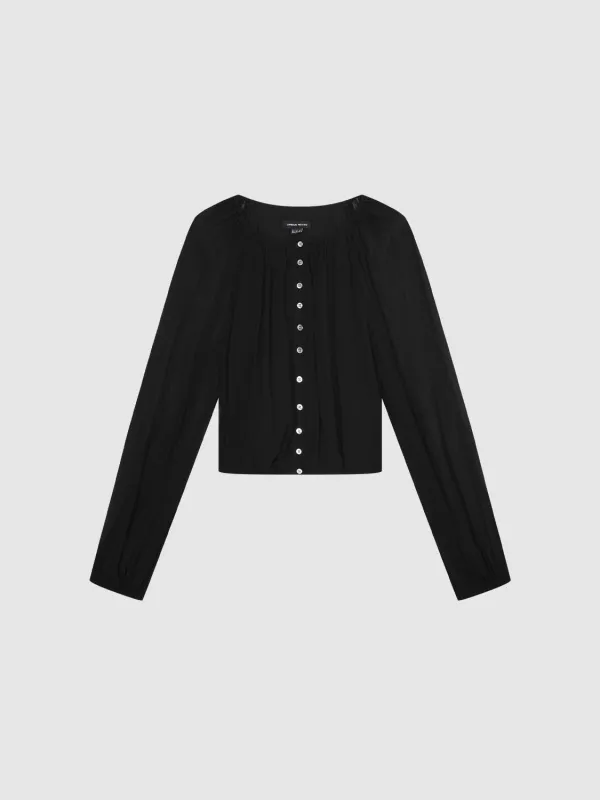 Sheer Sleeve Button Detail Shirts sold by Urban Revivo