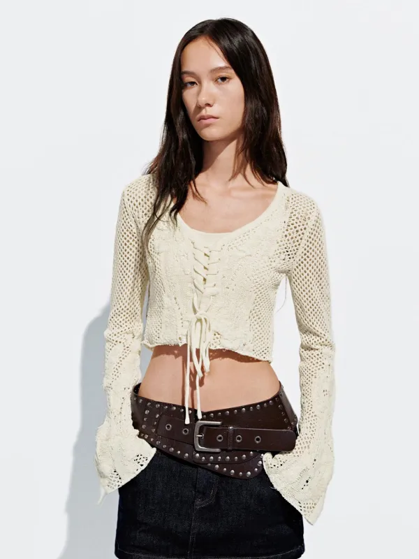 Tie Front Crochet Knitted Cardigans sold by Urban Revivo