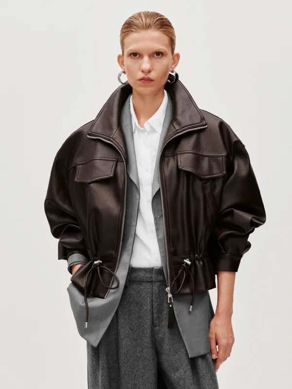 PU Drawstring Bomber Jackets sold by Urban Revivo