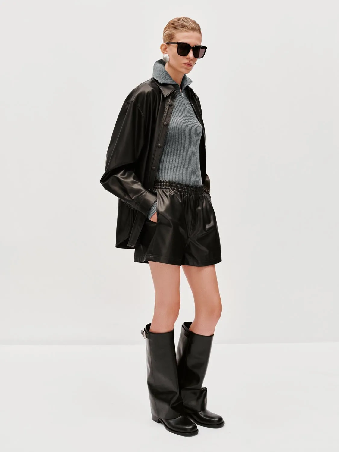 Faux Leather Oversize Shirts sold by Urban Revivo product image thumbnail 4