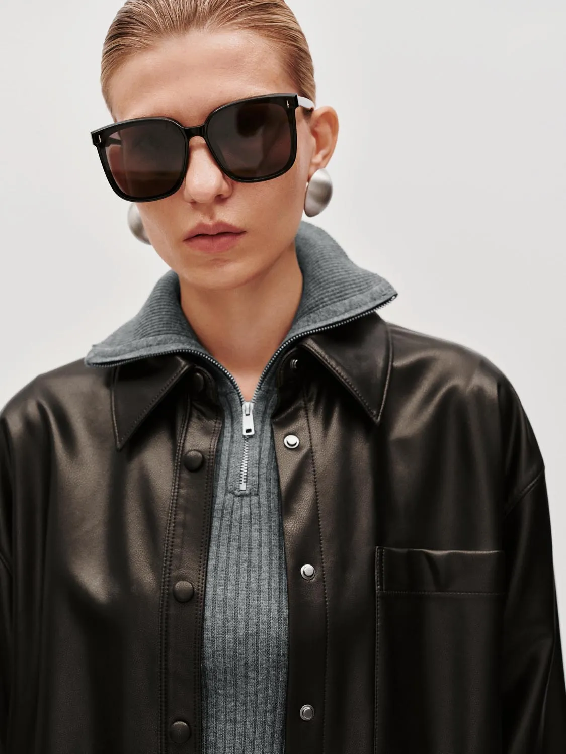 Faux Leather Oversize Shirts sold by Urban Revivo product image thumbnail 3